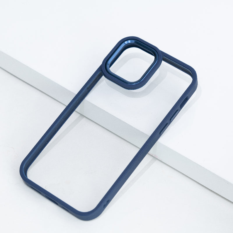 Apple iPhone Acrylic Blue Edge Metallic Transparent Case Mobile Phone Cases June Trading iPhone 12  