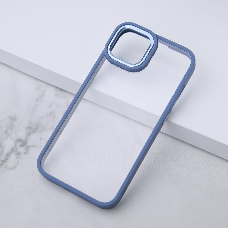 Apple iPhone 12 Acrylic Edge Metallic Transparent Case iPhone 12 June Trading Electric Blue  
