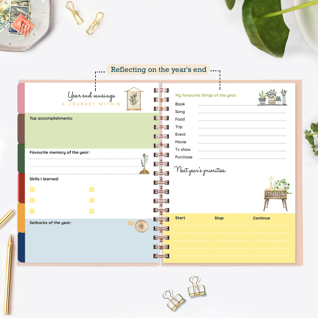 Dolce Far Niente planner: reflection spread