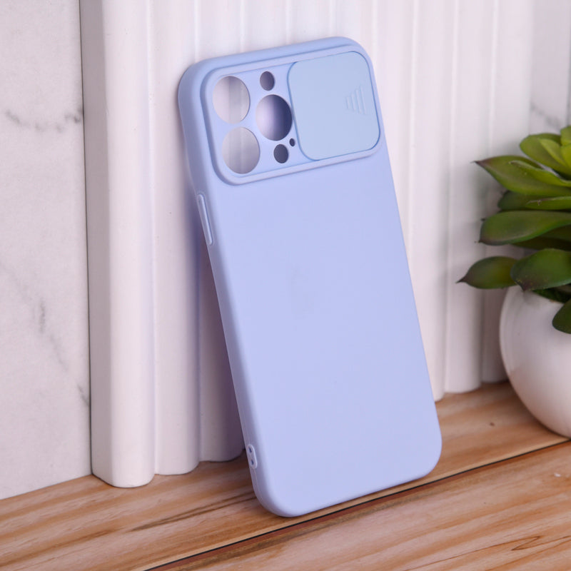 Solid Colour Silicon Case With Camera Slider For Apple iPhone 12 Pro Max iPhone 12 Pro Max June Trading Baby Blue  