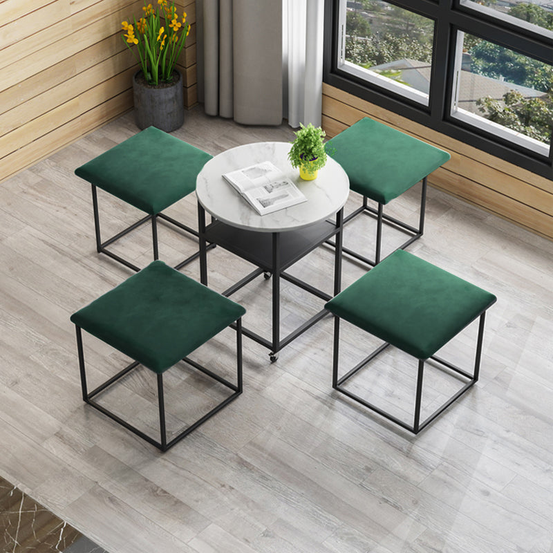 Premium Convertible 1 Coffee Table & 4 Pouf Set (Emerald) Smart Furniture June Trading   
