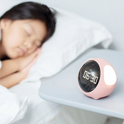 Pixie Emoji Alarm Clock With Night Light Table Clocks The June Shop Lemonade Peach  