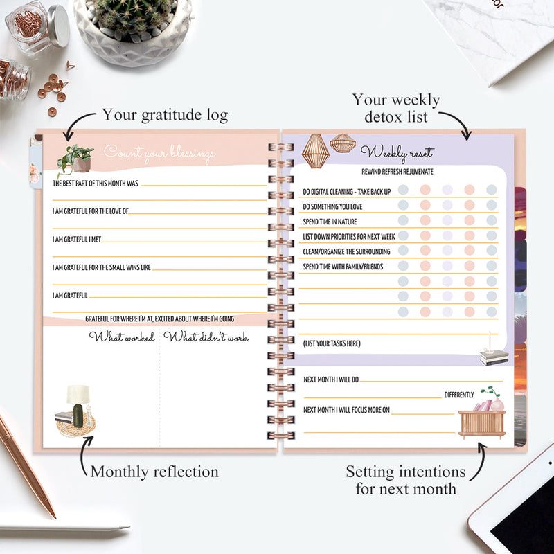 Undated Yearly Planner (2025 Collection) Out Do Me + Ultimate Sticker Book