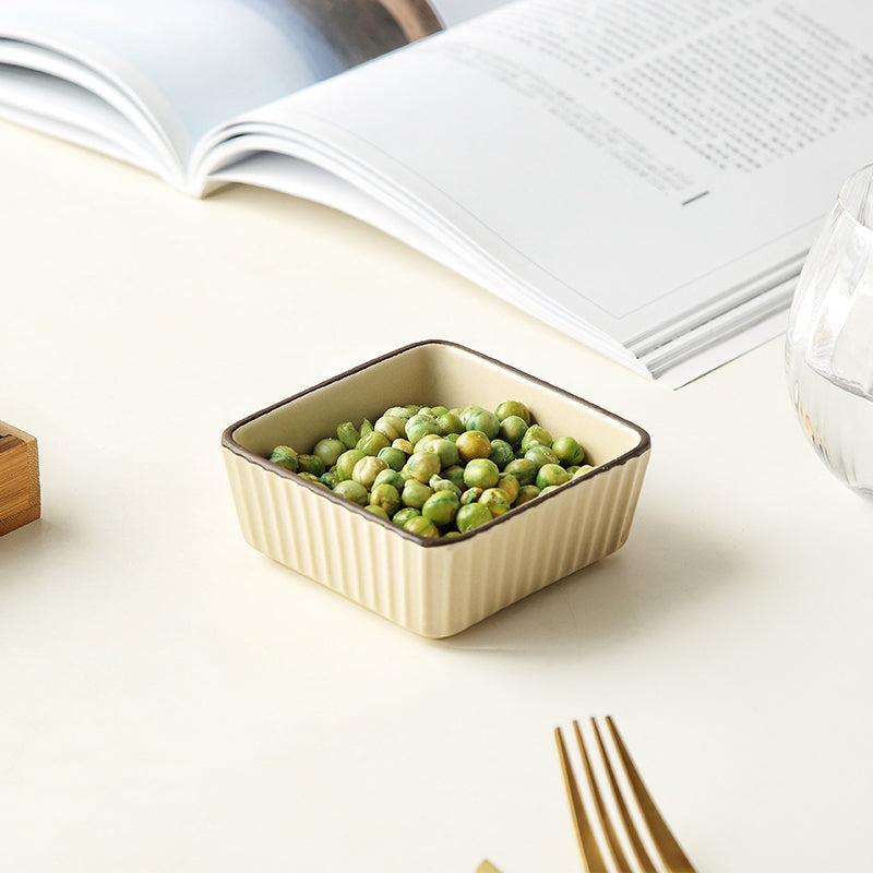 Seraphina Crinkle Square Bowl Serving Bowls The June Shop Cream White  