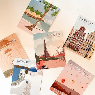 Postcards - Travel the world - set of 6 Greeting Card Anme   