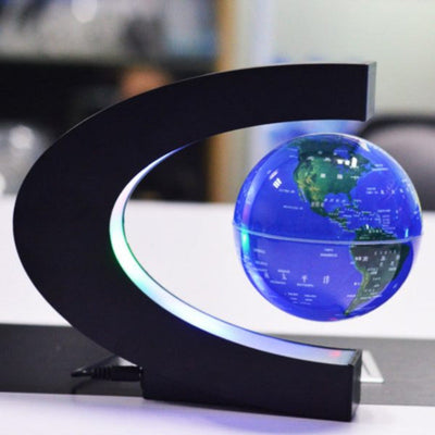 Decorative Floating & Rotating Magnetic Globe (C Stand with LED lights) Levitating June Trading Blue  