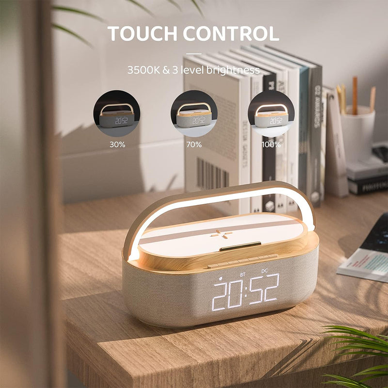LumoDock Wireless Charging Bluetooth Speaker Smart Clock With Alarm