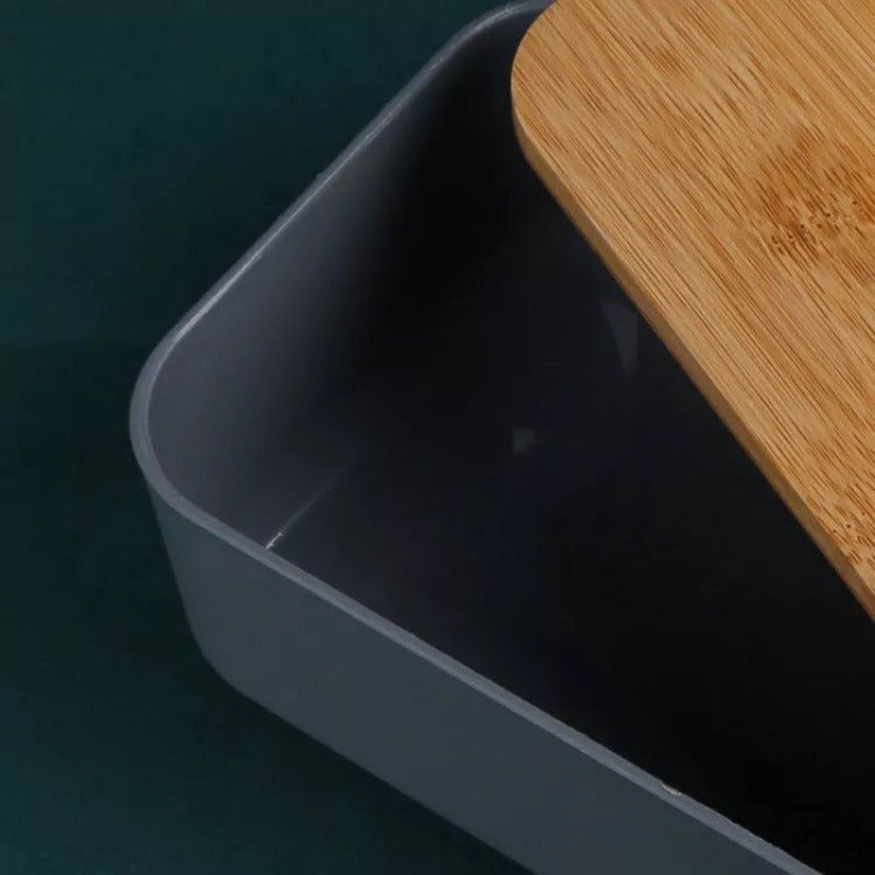 Wheat Straw Lunch Box with Wooden Lid & Cutlery Set Lunch Boxes June Trading   