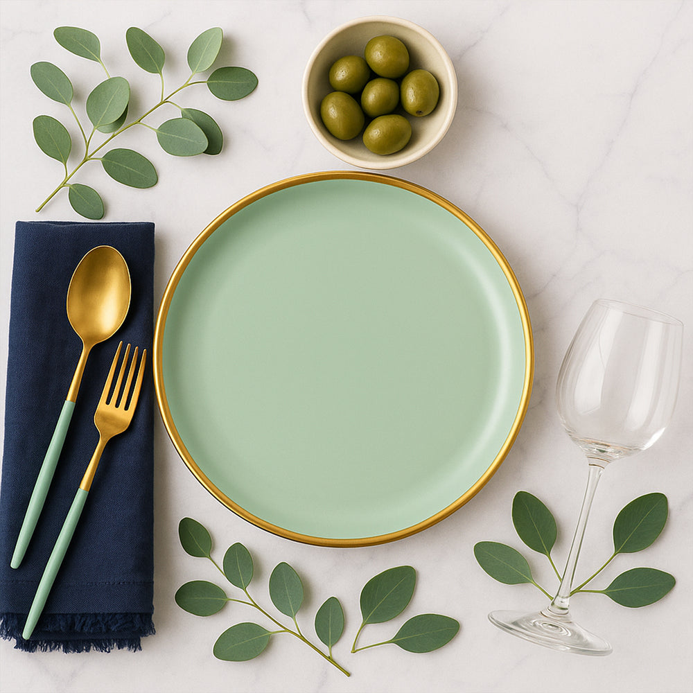 Serene Teal Golden Edge Starter Plate — 7-Inch