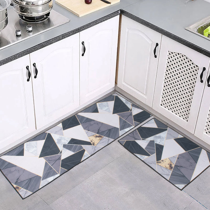 Gold Accent Triangles Kitchen Mats (Set of 2)