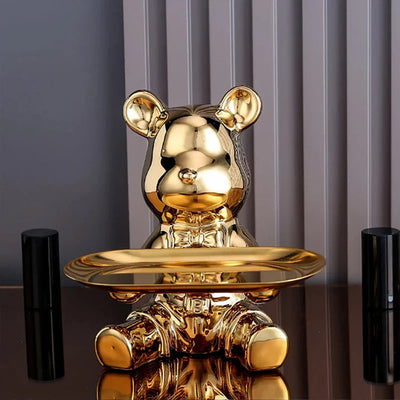 Shimmering Golden Bear with Trinket Tray