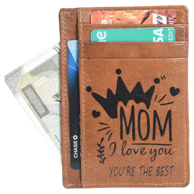 Portlee Leather Printed Slim Card Holder for Mom Card Holder Portlee   