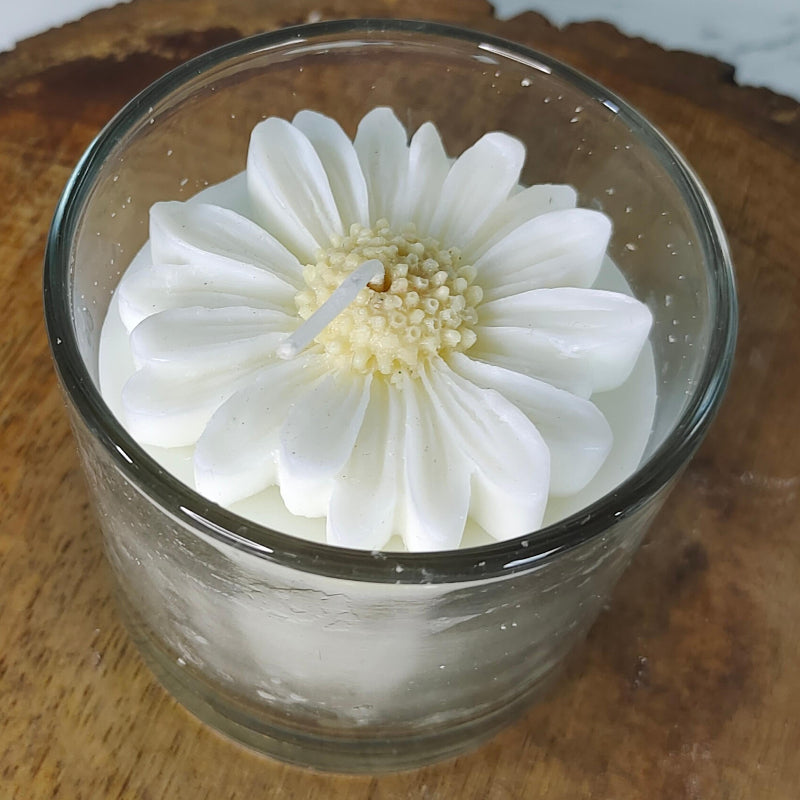 Set Of 2 Soywax Flower Candle In Glass