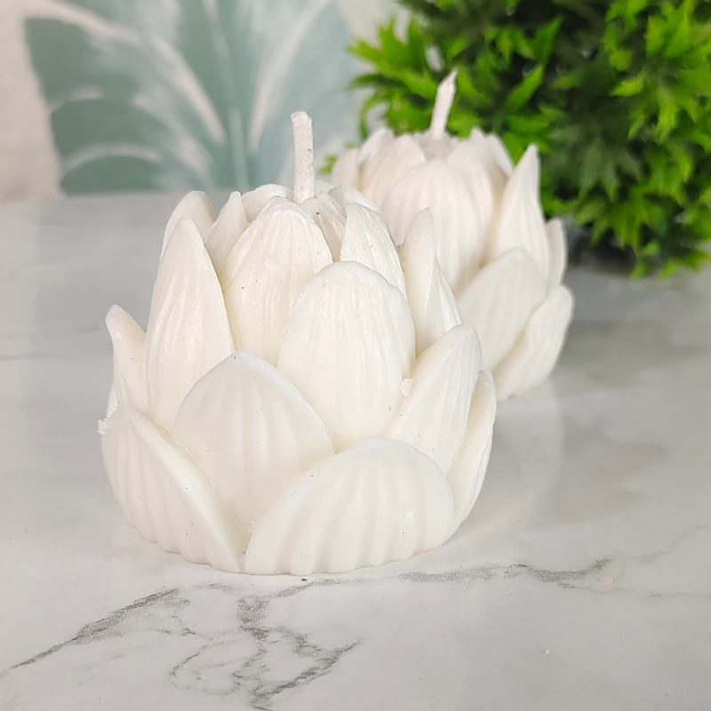 Lotus Petals Soywax Candle Set Of 2 White