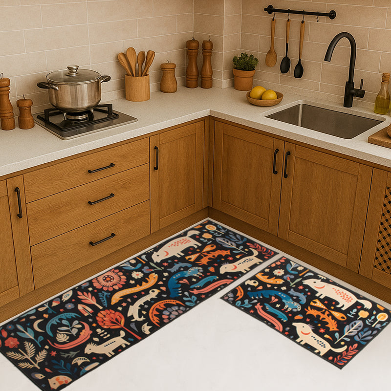 Dino Doodles Corner Kitchen Mats (Set of 2)