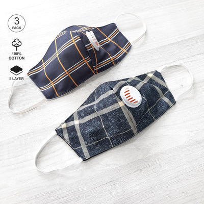 Pack of Two: Striped Face Mask with Valve Face Mask June Trading   