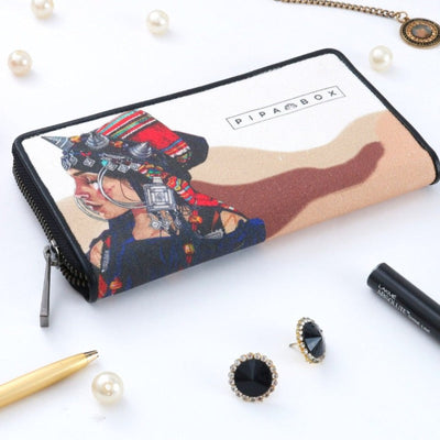 Bohemian Soul - Canvas & Leather Ladies Wallet Wallet Pipa Box   
