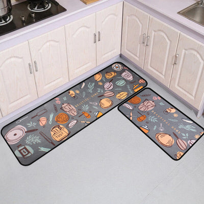Cook With Love Kitchen Mats (Set of 2) Kitchen Mat June Trading   