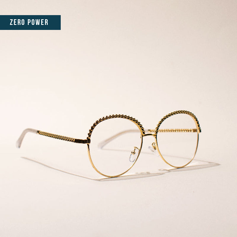 Round Vintage Gold Rim Clear Sunglasses