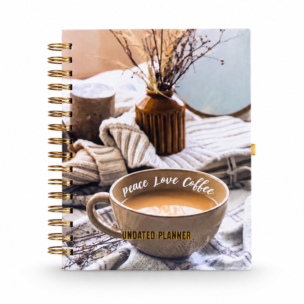 Peace Love Coffee — Undated Planner + Ultimate Sticker Book