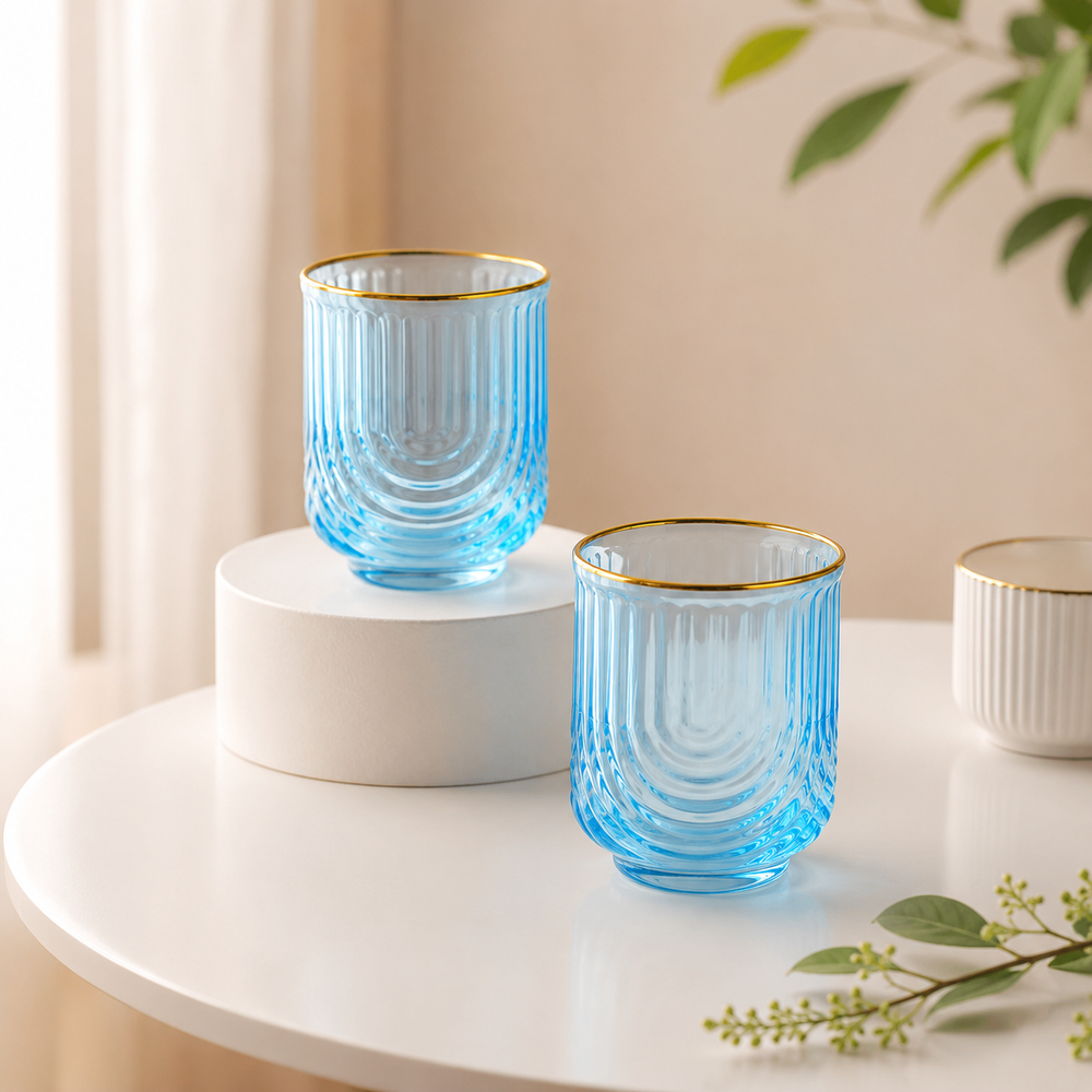 Azure Gilded Wave Glass