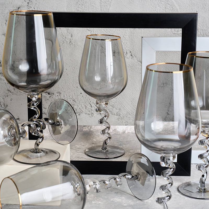 Twist of Avalon Gold-Rim Wine Glasses