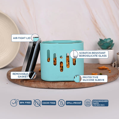 Store 'O' Grip Borosilicate Glass Container with Protective Silicone Sleeve