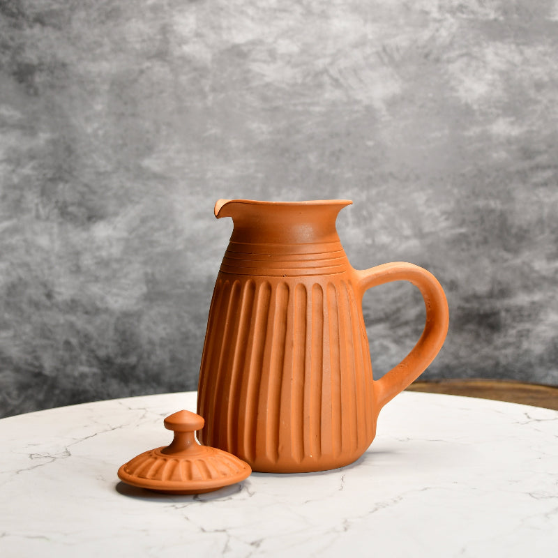 Terracotta Line Jug With Plain Tumbler