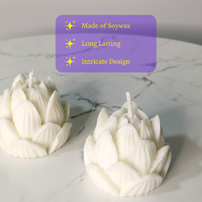 Lotus Petals Soywax Candle Set Of 2 White