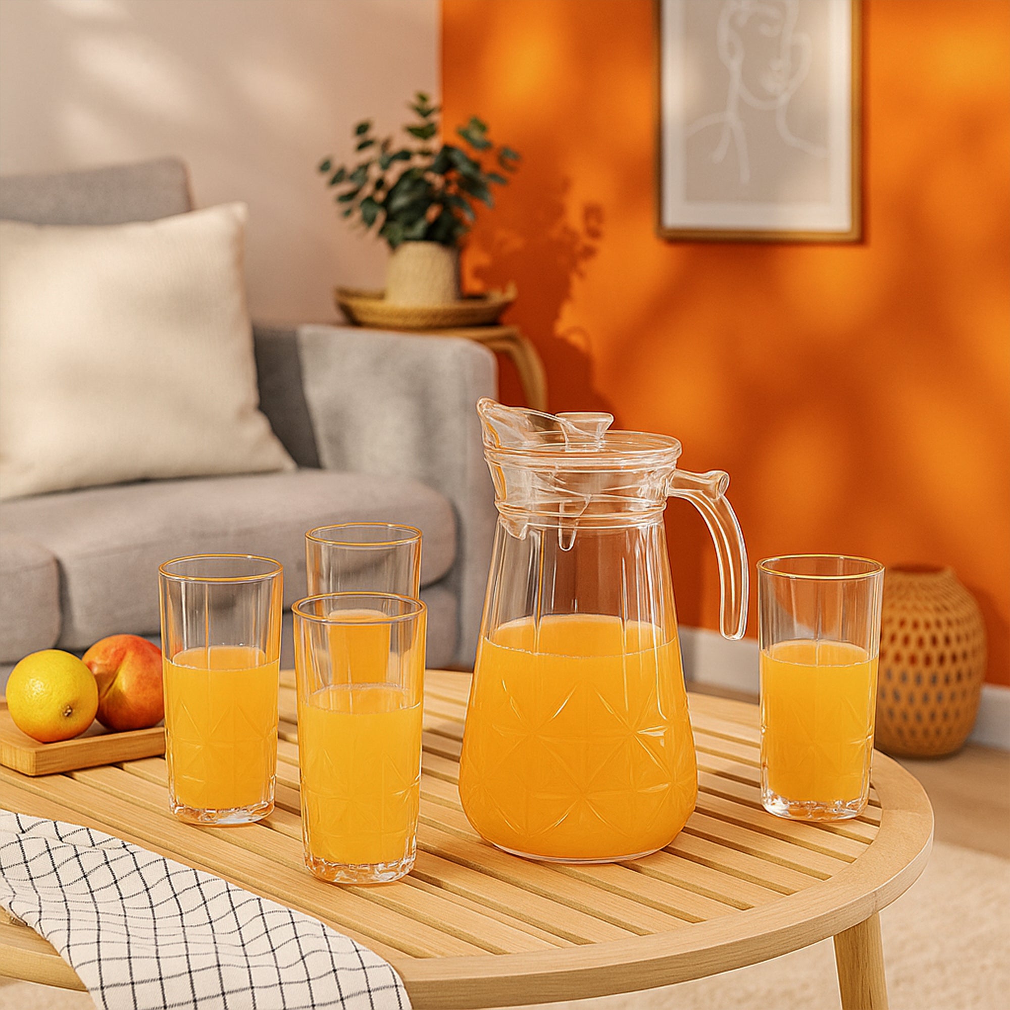 Intricate Cut Glass Jug & Tumbler Set