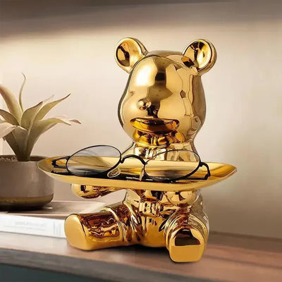 Shimmering Golden Bear with Trinket Tray