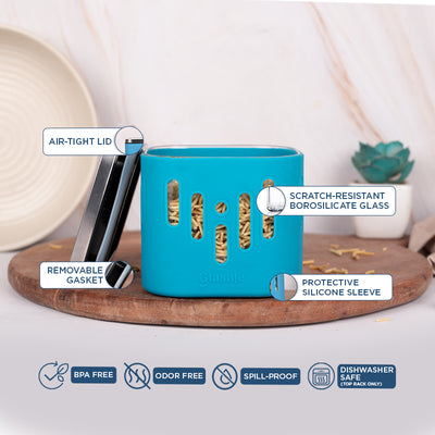 Store 'O' Grip Borosilicate Glass Container with Protective Silicone Sleeve