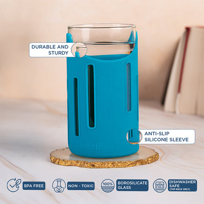 Grip 'N' Sip Borosilicate Drinking Glass with Protective Silicone Sleeve