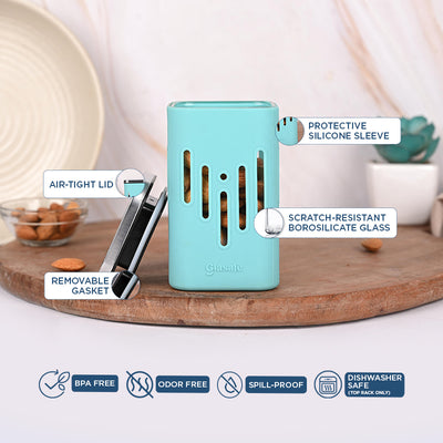 Store 'O' Grip Borosilicate Glass Container with Protective Silicone Sleeve