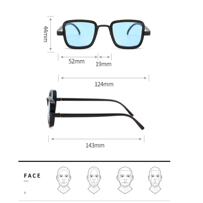 Retro Square Electric Blue Black Frame Sunglass Eyewear June Trading   
