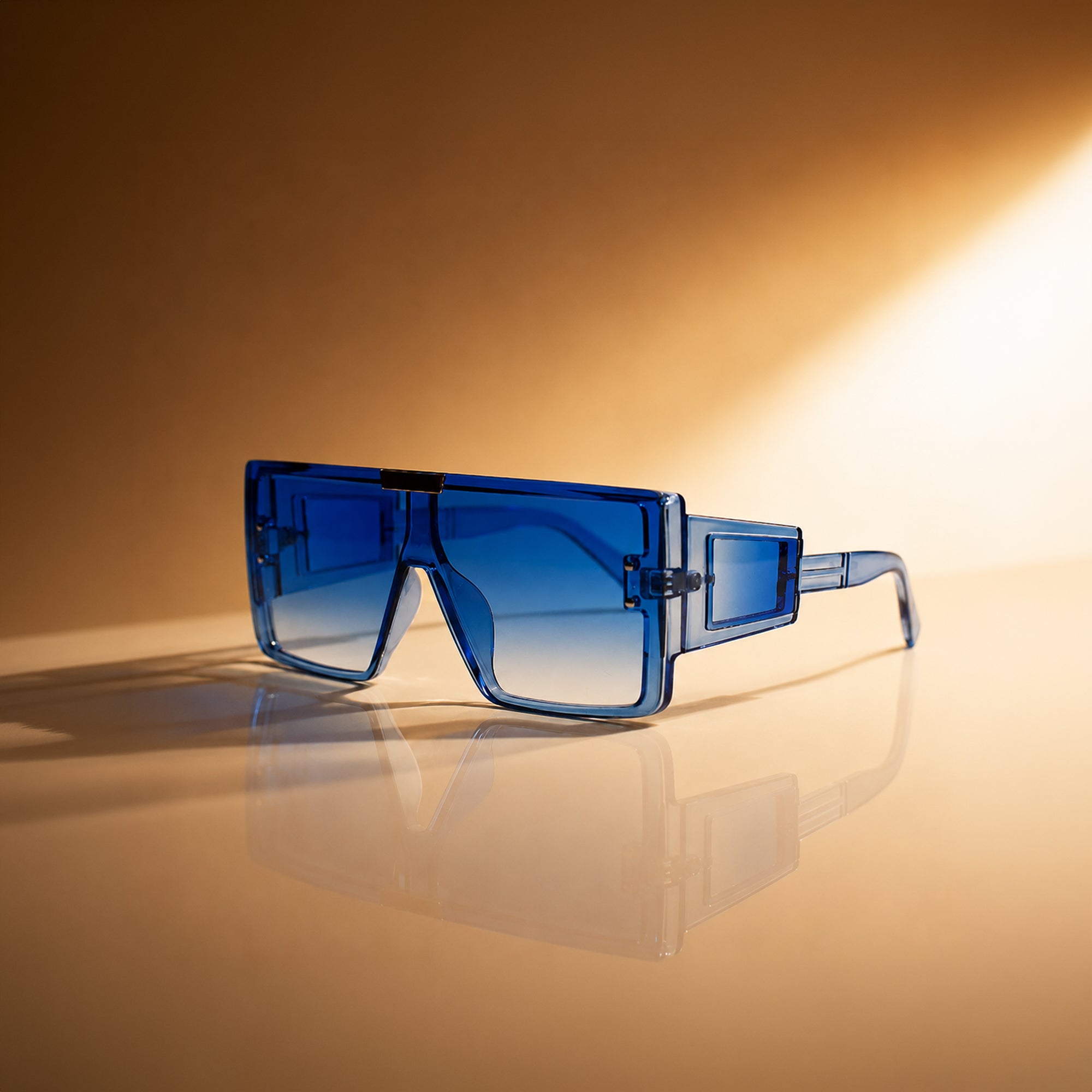 Vintage Oversized Blue Tint Clear Sunglass