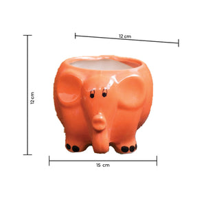 Cute Elephant Planter - Hand Painted Mini Resin Pot Planters June Trading   