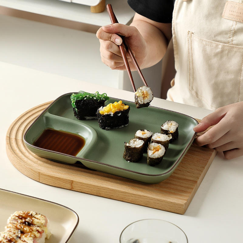 Yori Dip Section Serving Plate Serving Bowls The June Shop Fern Green  