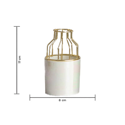 Cylindrical Vase With Gold Metal Cage Vases June Trading   
