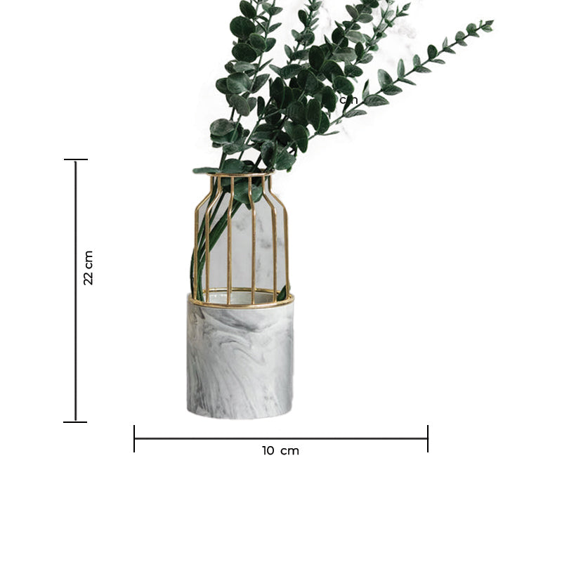 Cylindrical Vase With Gold Metal Cage Vases June Trading   