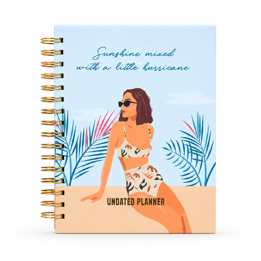 Undated Yearly Planner - Sunshine & A Little Hurricane + Ultimate Sticker Book