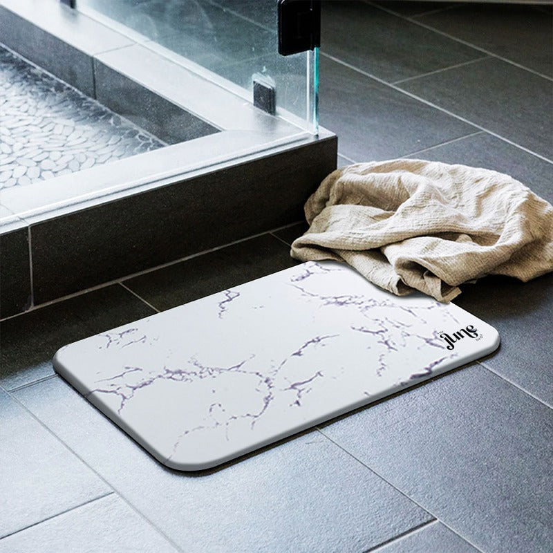 ZenStone Ultra-Absorbent Bath Mat - Marble Grey | Secure Grip | Eco-Friendly