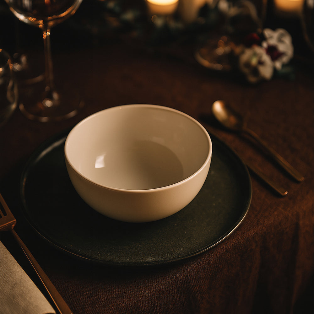 Uneven Soft-Hued Small Serving Bowl - Ivory White — 6-Inch