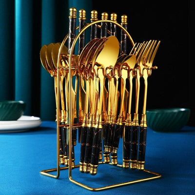 Delectable Bistro 24 Piece Cutlery Set With Stand Cutlery June Trading   