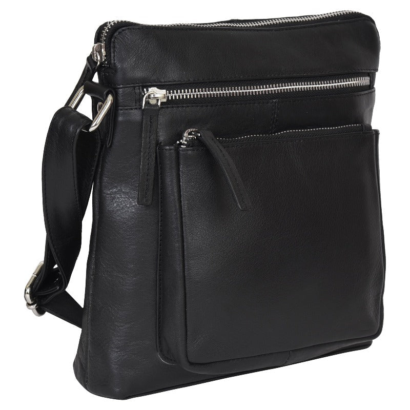 Portlee Leather Travel Messenger Sling Bag for men & women, Natural NDM Black (H1) Messenger & Sling Bag Portlee   