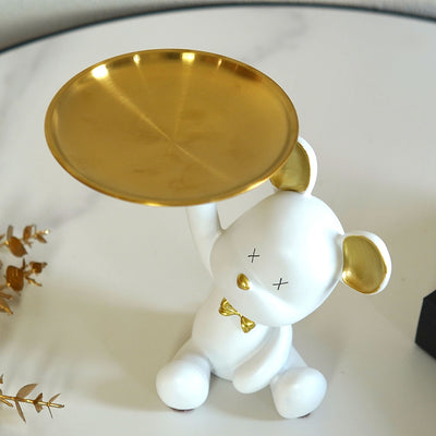 Mr. Bear Figurine With Gold Organizer Tray