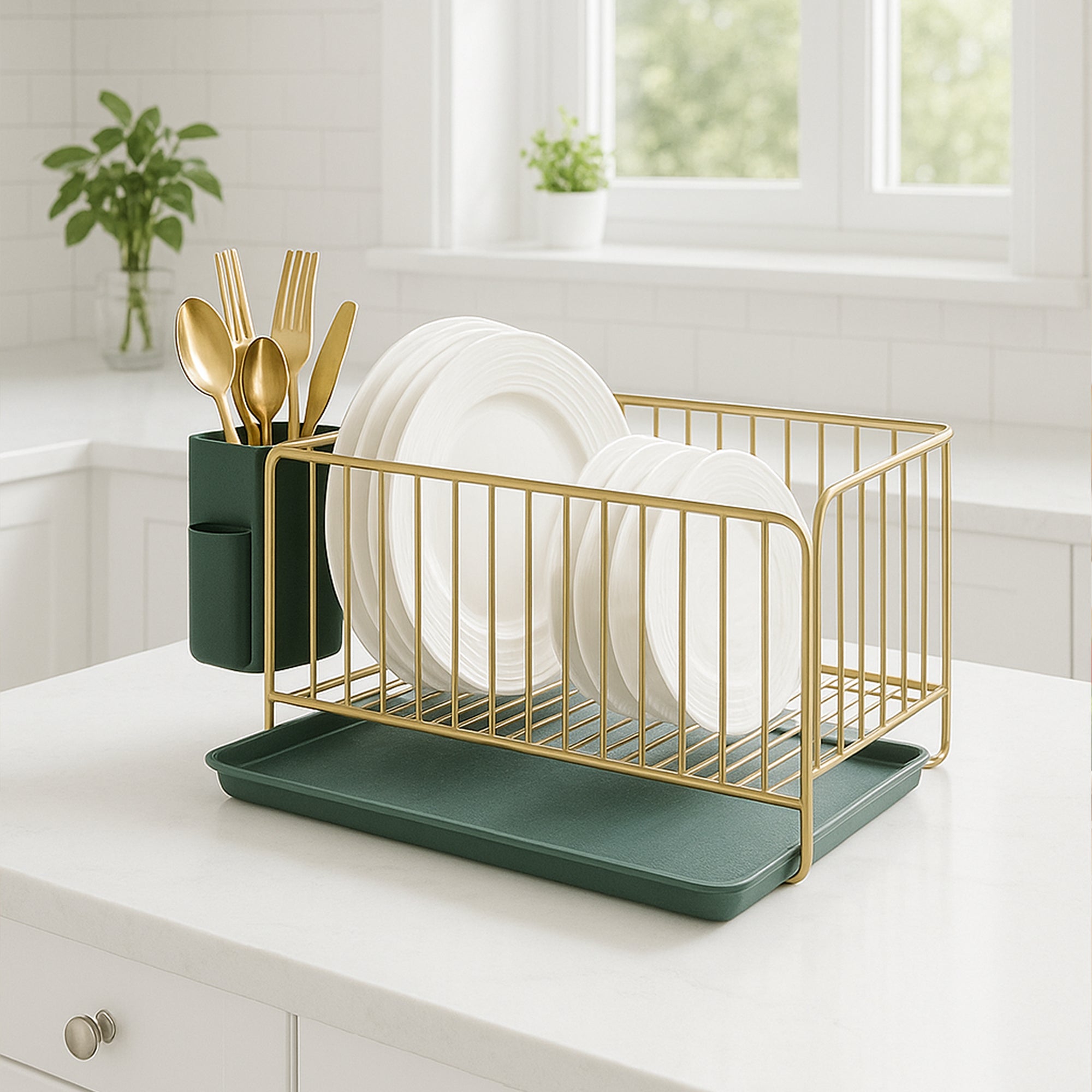 GoldLuxe Drain & Dry Rack Organizer