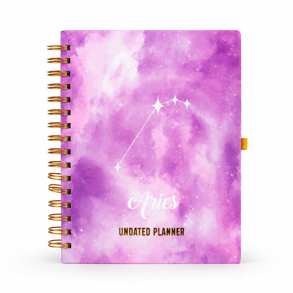 Aries Watercolour Constellation — Undated Planner + Sticker Book