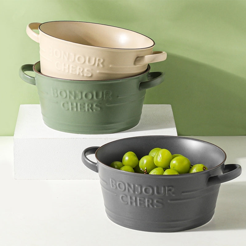 Misaki Large Ceramic Hot Pot Serving Bowls The June Shop Pewter Grey  