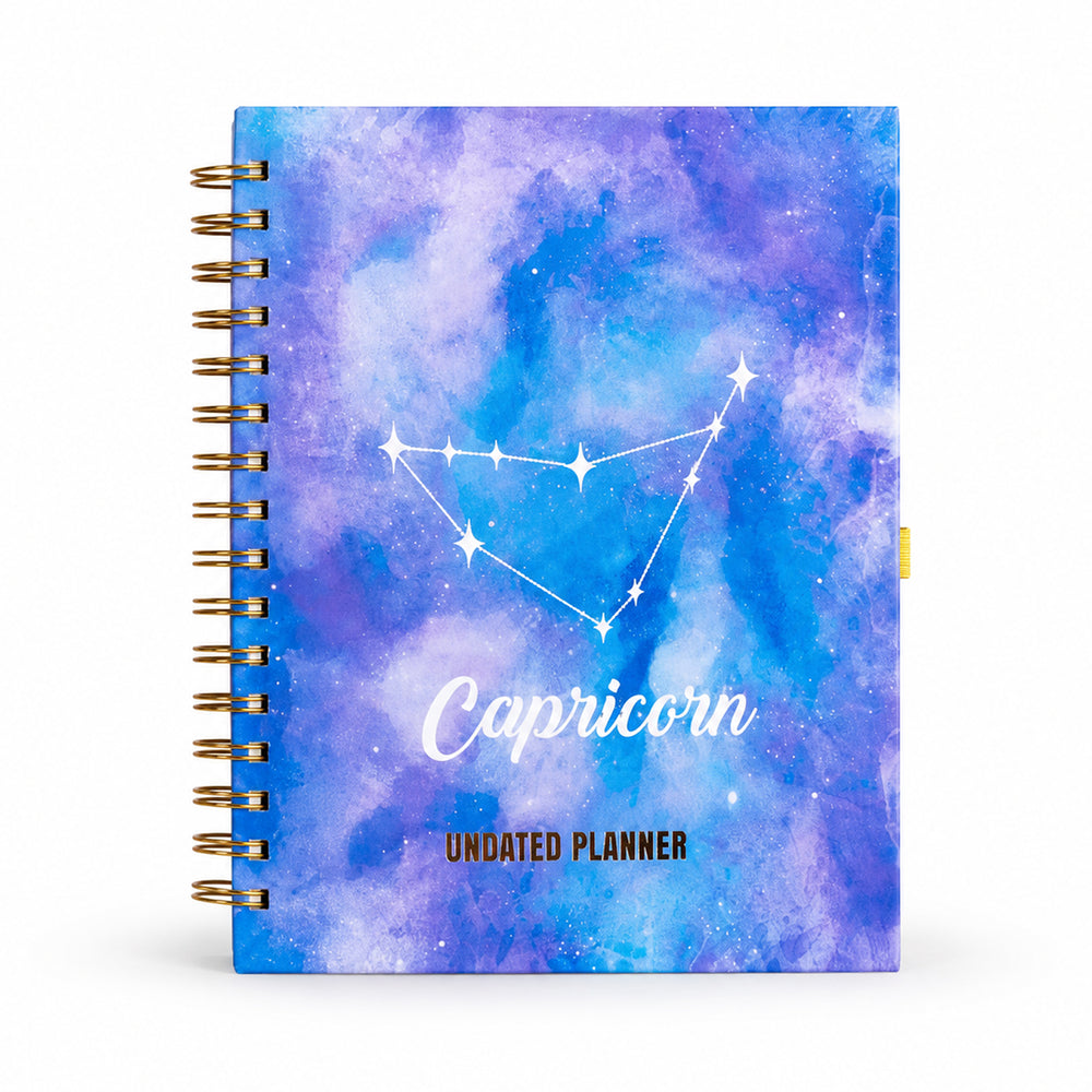 Capricorn Watercolour Constellation — Undated Planner + Sticker Book